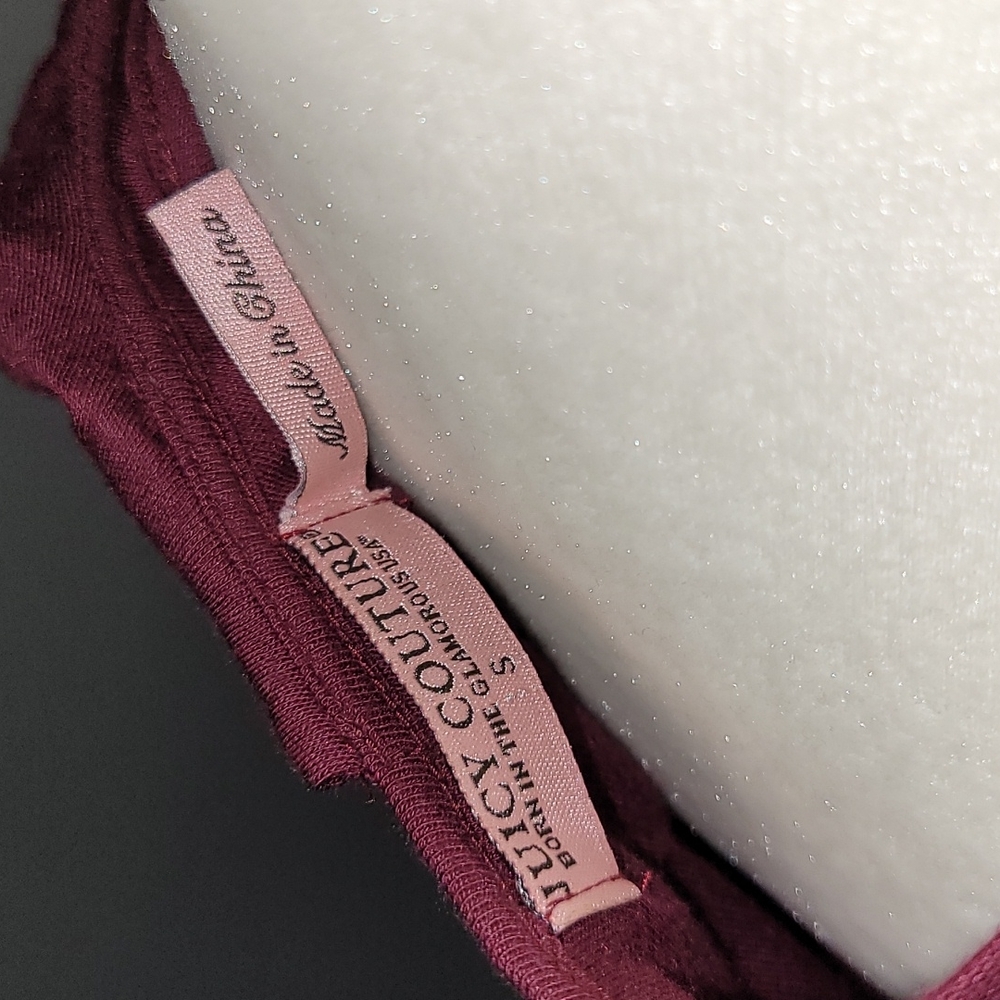 Juicy Couture Burgundy Ruffle Tiered Bottom Mini Summer Dress Size Small GUC - Picture 15 of 16